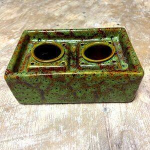 Green Ceramic Firepot with Two Reservoirs